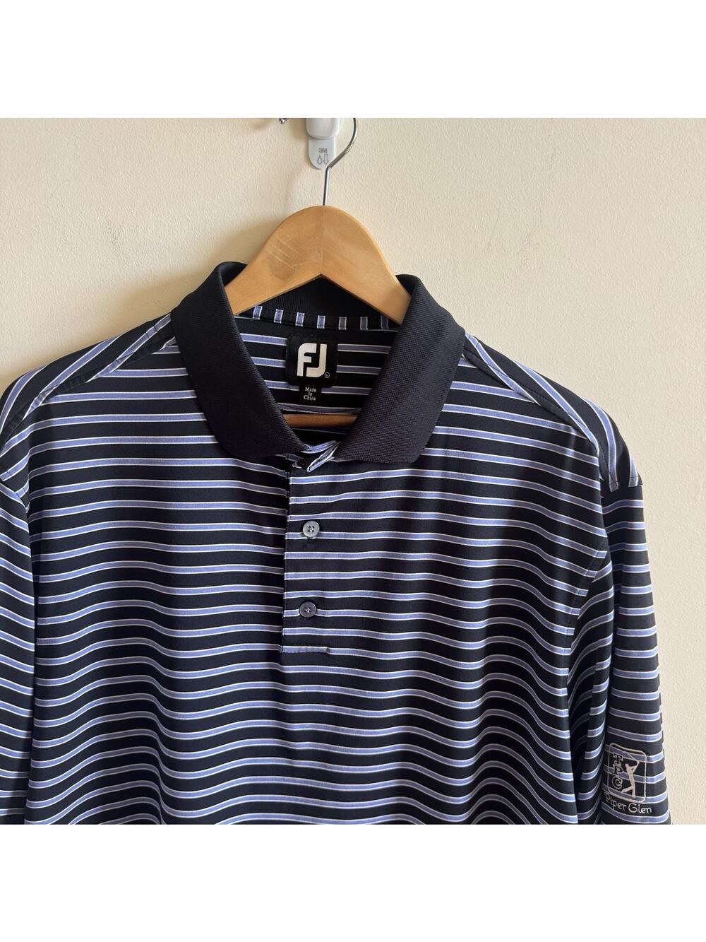FootJoy Polo Golf Shirt Men's Large Piper Glen TPC Performance Black Purple
